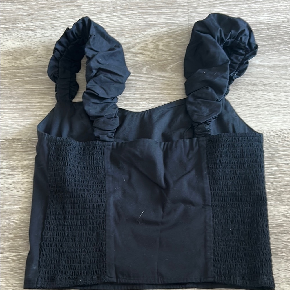 Black Ruched Strap Top - Picture 3 of 3